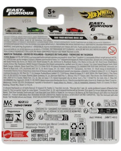 Hot Wheels Fast & Furious 6 toy car packaging on a blue background