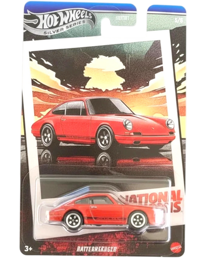 Hot Wheels toy car in packaging with a red car design on a white background