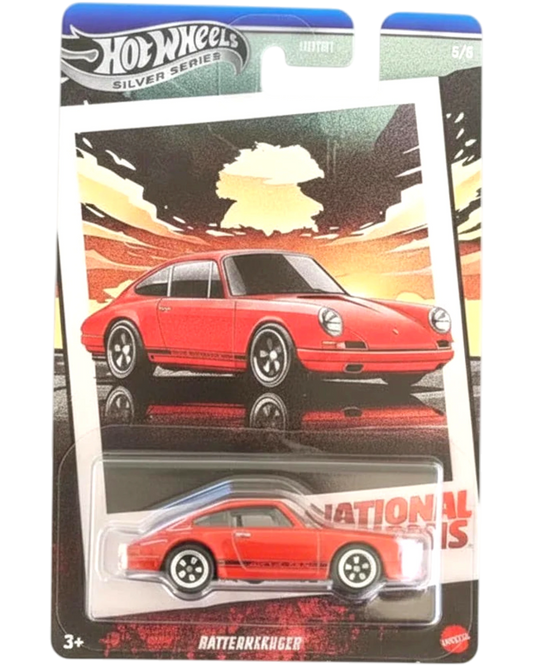 Hot Wheels toy car in packaging with a red car design on a white background
