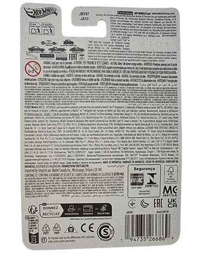 Back of a Hot Wheels packaging with text and logos on a white background