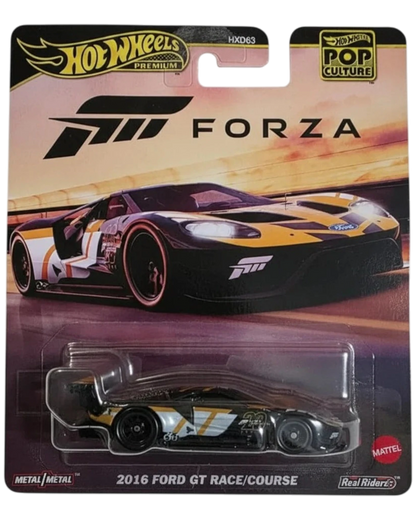 Hot Wheels Forza 2016 Ford GT race car in packaging with Forza and Hot Wheels branding.