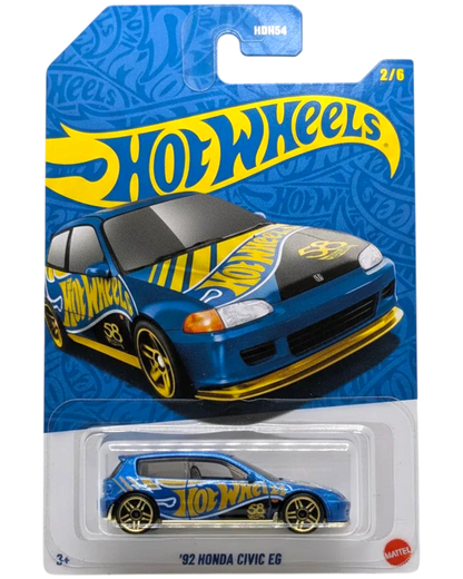 Hot Wheels '82 Honda Civic EG toy car in packaging on a gray background