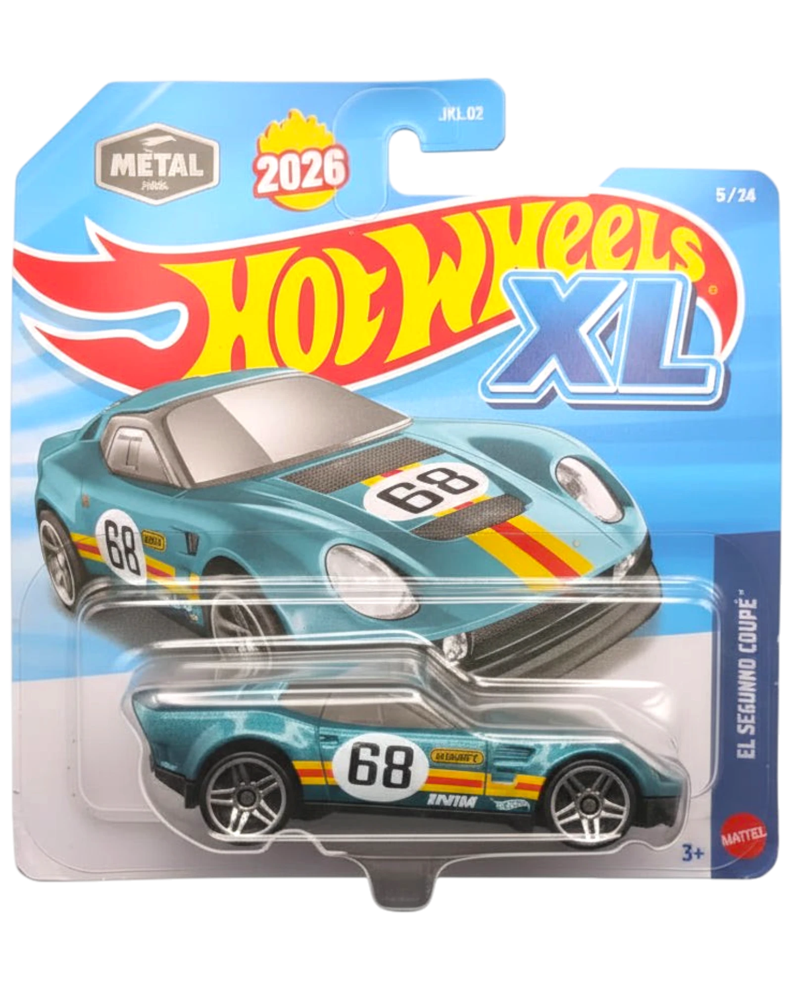 Hot Wheels XL toy car in packaging with blue and red design