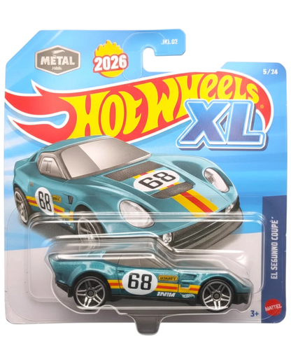 Hot Wheels XL toy car in packaging with blue and red design