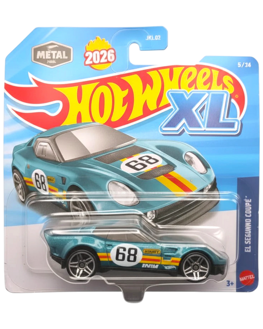Hot Wheels XL toy car in packaging with blue and red design