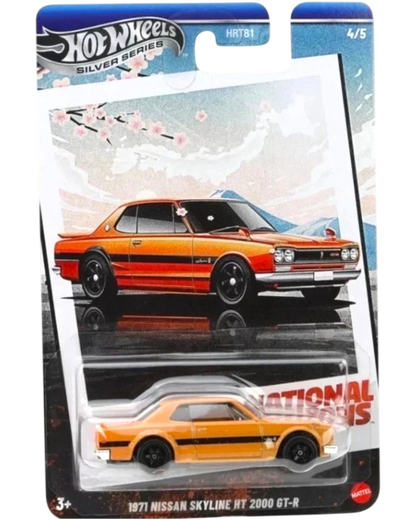 Hot Wheels 1971 Nissan Skyline HT 2000 GT-R 1:64 Die-Cast – Silver Series National Icons
