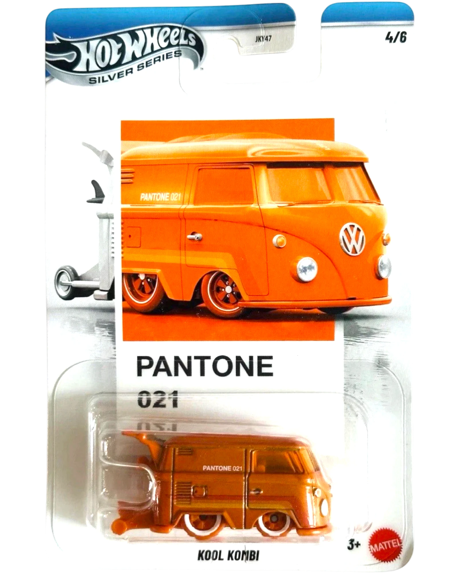 Hot Wheels Kool Kombi toy car in Pantone 021 packaging