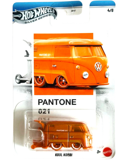 Hot Wheels Kool Kombi toy car in Pantone 021 packaging