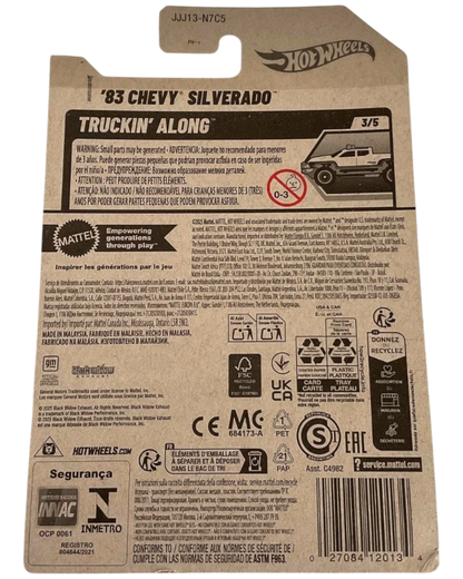 Hot Wheels 83 Chevy Silverado Truckin Along Black Widow Open Box Damaged Card