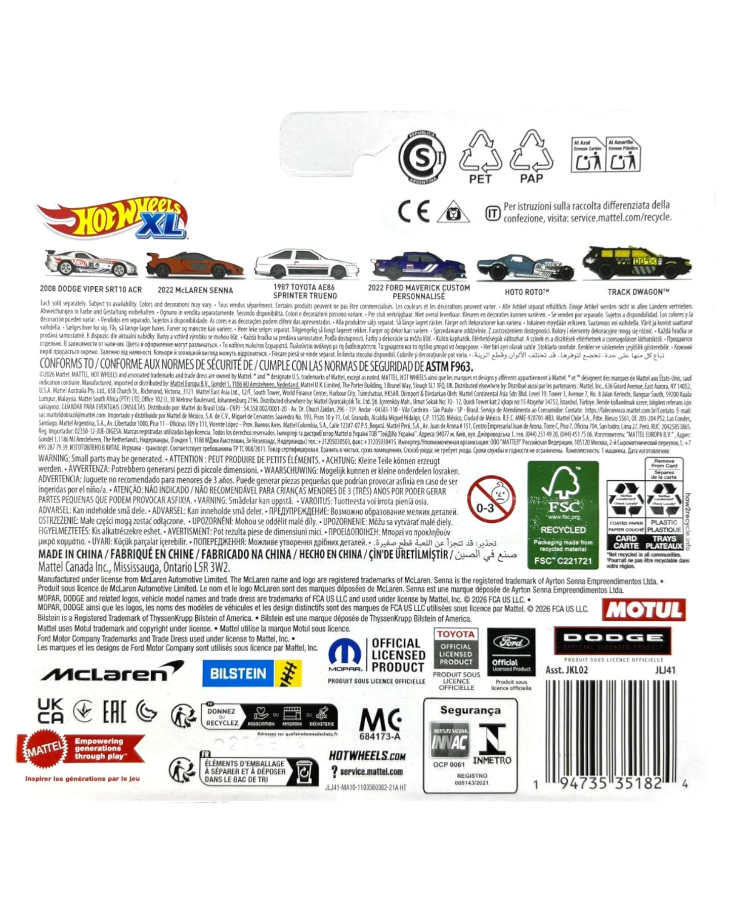Hot Wheels XL 2022 McLaren Senna 1:43 Die-Cast – Orange 2026 Mainline 14/24