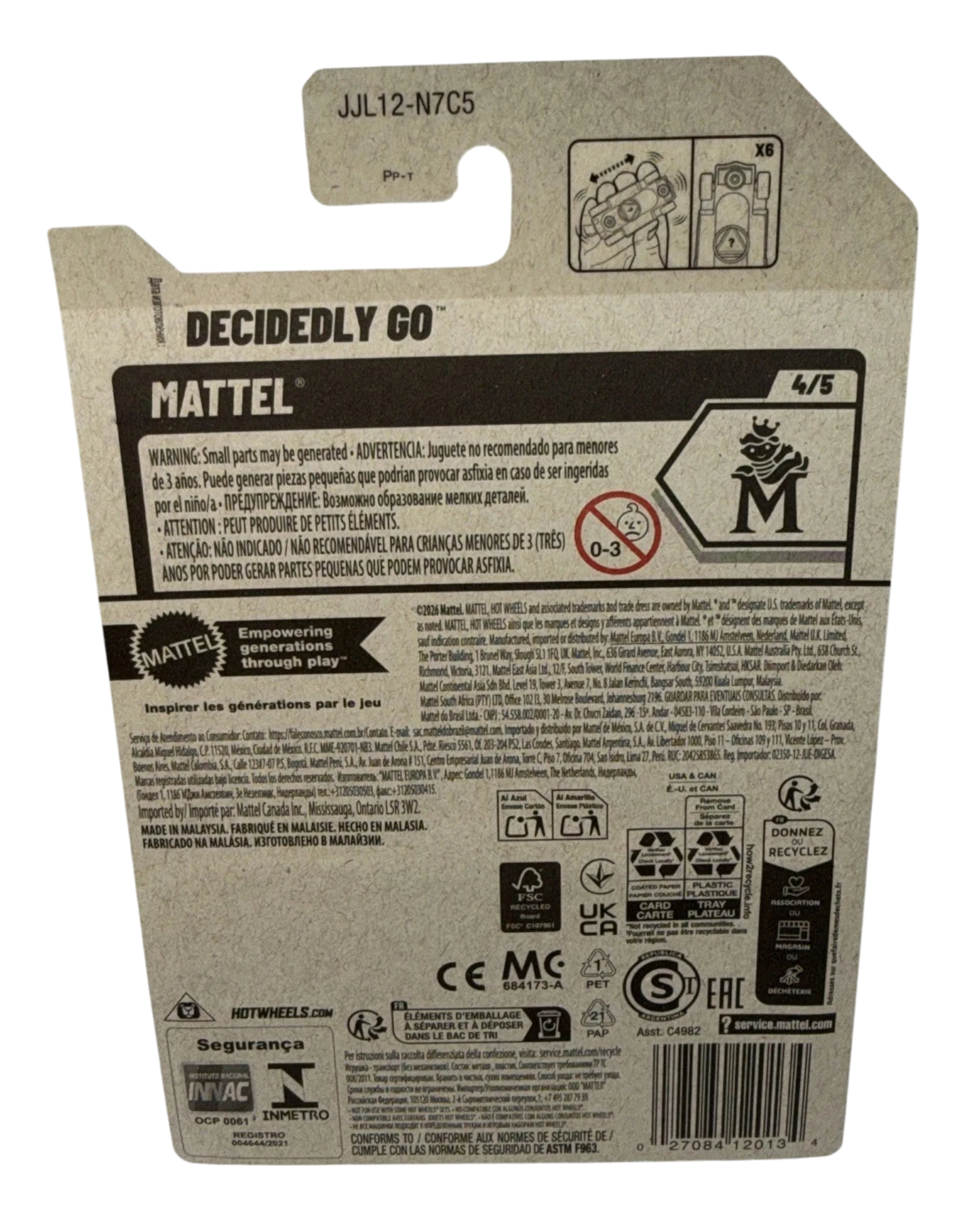 Hot Wheels Mattel Decidedly Go 1:64 Die-Cast Red/Black HW #4/5 #70/250