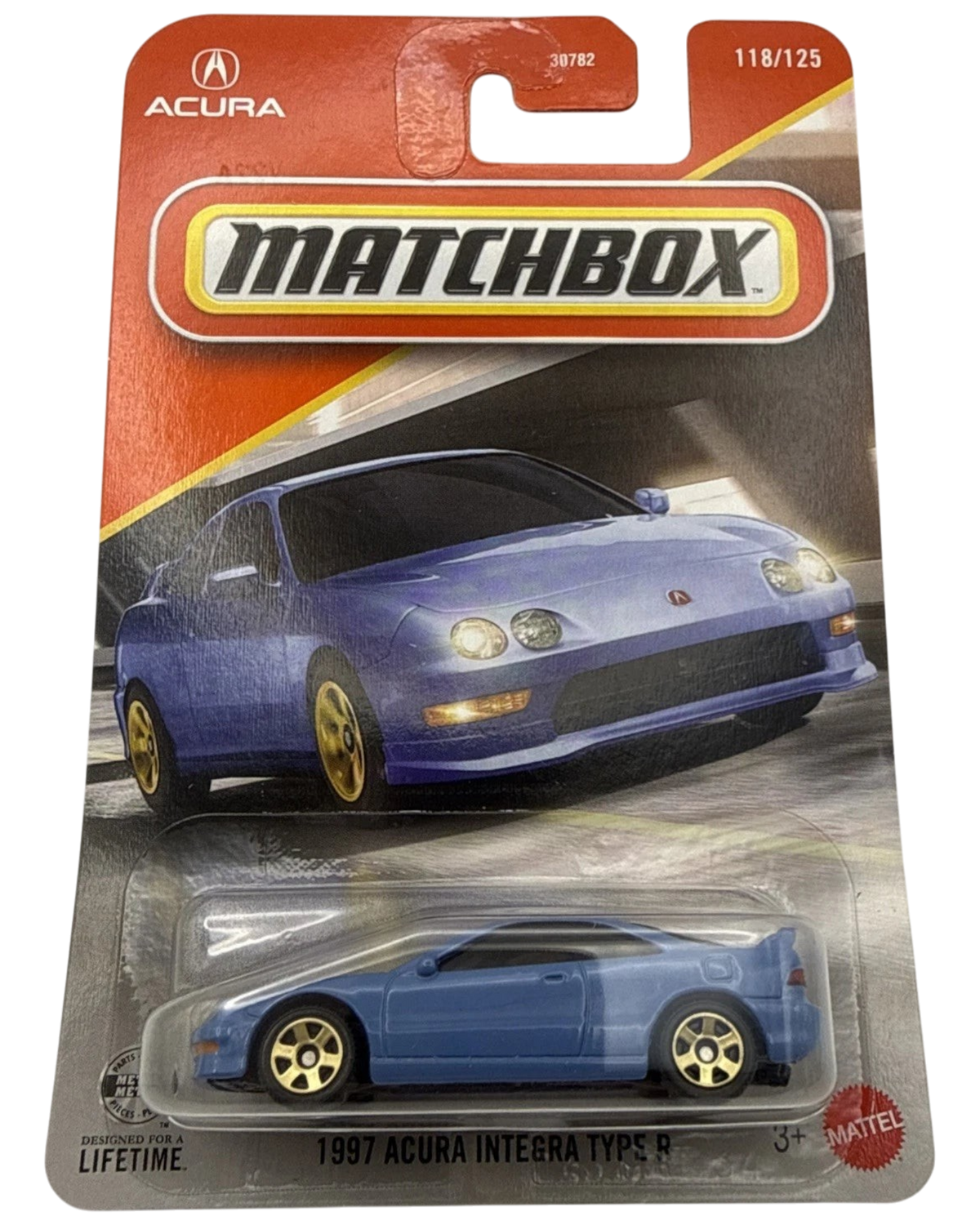 More Than Diecast 1997 Acura Integra Type R blue 1:64 scale die-cast car in original Matchbox Power Grab packaging