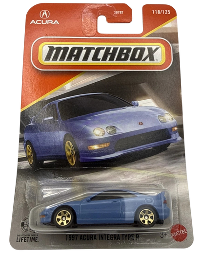 More Than Diecast 1997 Acura Integra Type R blue 1:64 scale die-cast car in original Matchbox Power Grab packaging