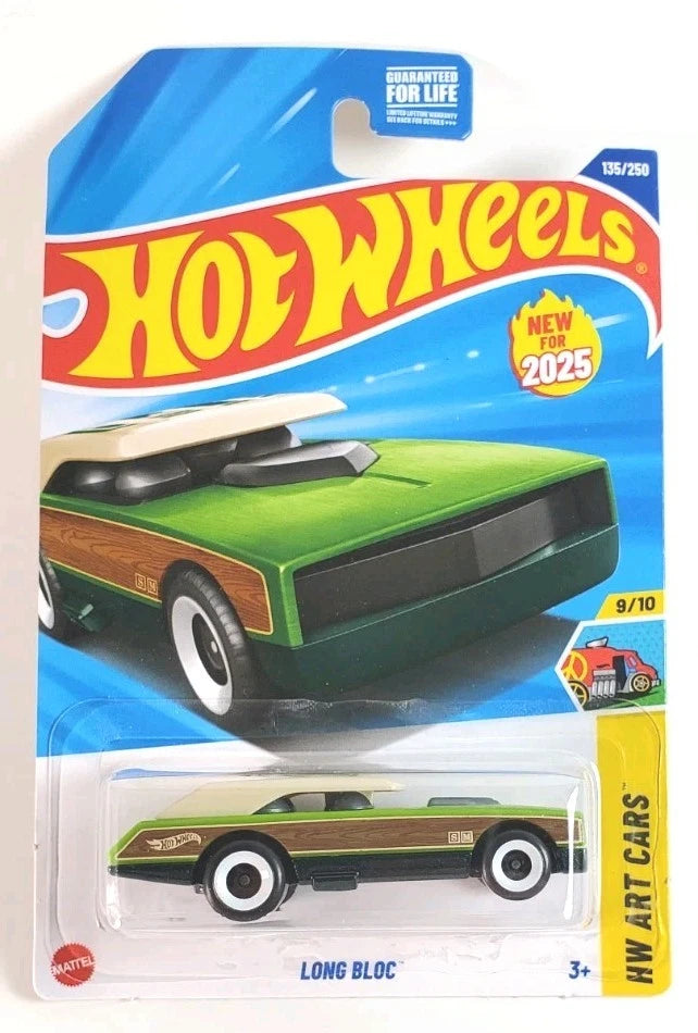 Hot Wheels 2025 Long Bloc Green HW Art Cars 135/250 1:64 Scale Die-Cast Car Collectible