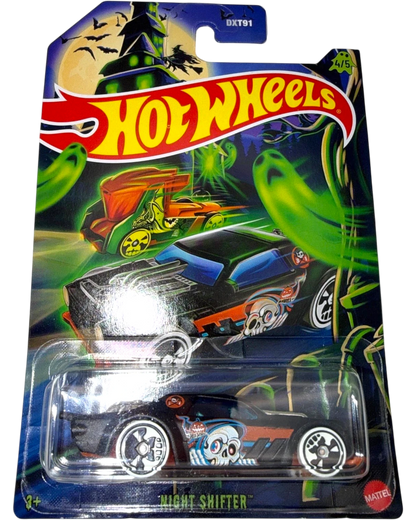 Hot Wheels toy car in packaging with 'Night Shifter' design