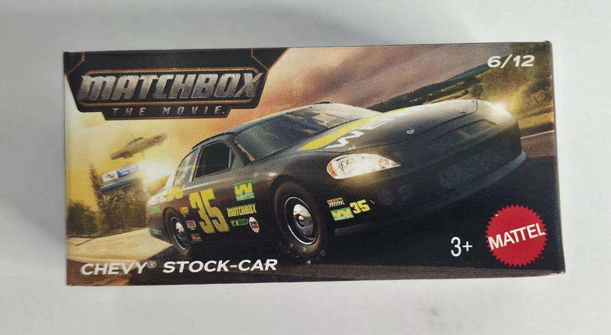 Matchbox The Movie Chevy Stock Car Black 1:64 Die-Cast #6/12 Power Grab