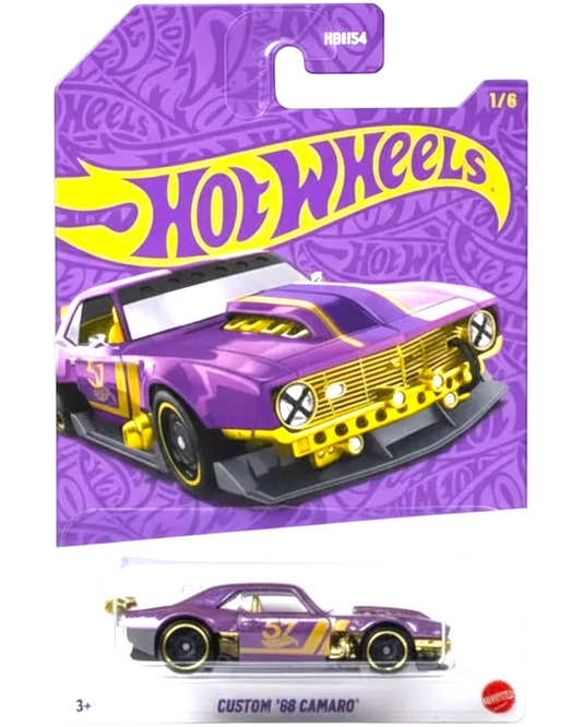 Hot Wheels Custom '69 Camaro toy car in packaging on a white background